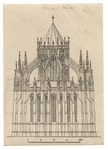 39863 Opstand van het koor van de Domkerk te Utrecht, gerestaureerd door architect F.J. Nieuwenhuis.